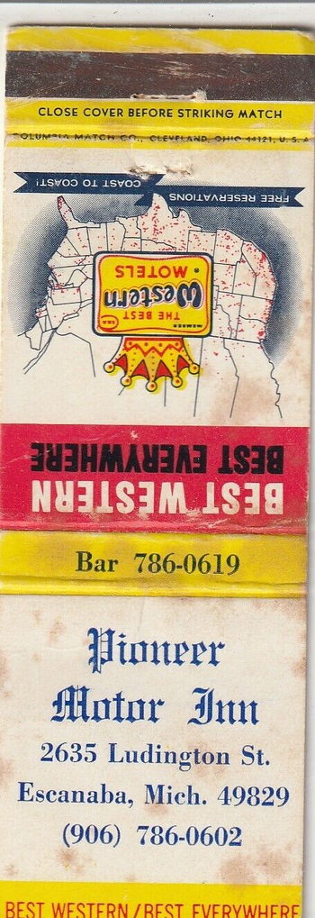 Pioneer Motor Inn (Best Western) - Matchbook (newer photo)